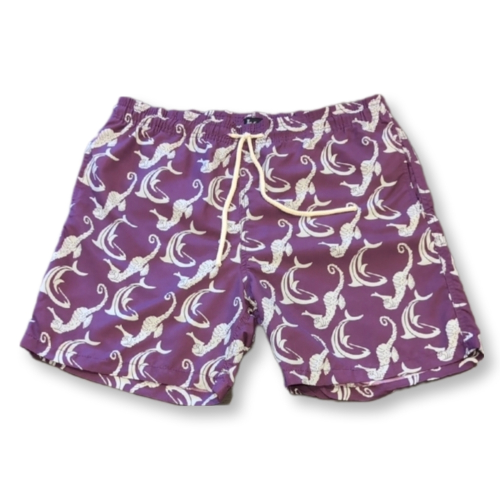 Roosevelt Del Mar Republic Swim Trunks Seahorse Dolphin Print